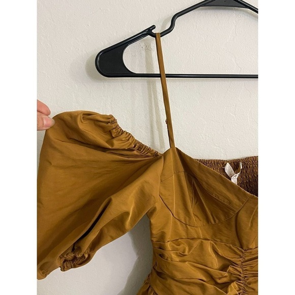 Wayf M Shirt Convertible Neck Bustier Top Gold Multi Wear Emma Rose Blouse NEW - Picture 4 of 7